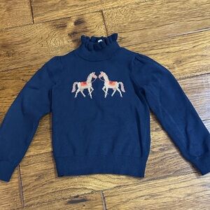Navy Turtleneck  Sweater with Horse Design